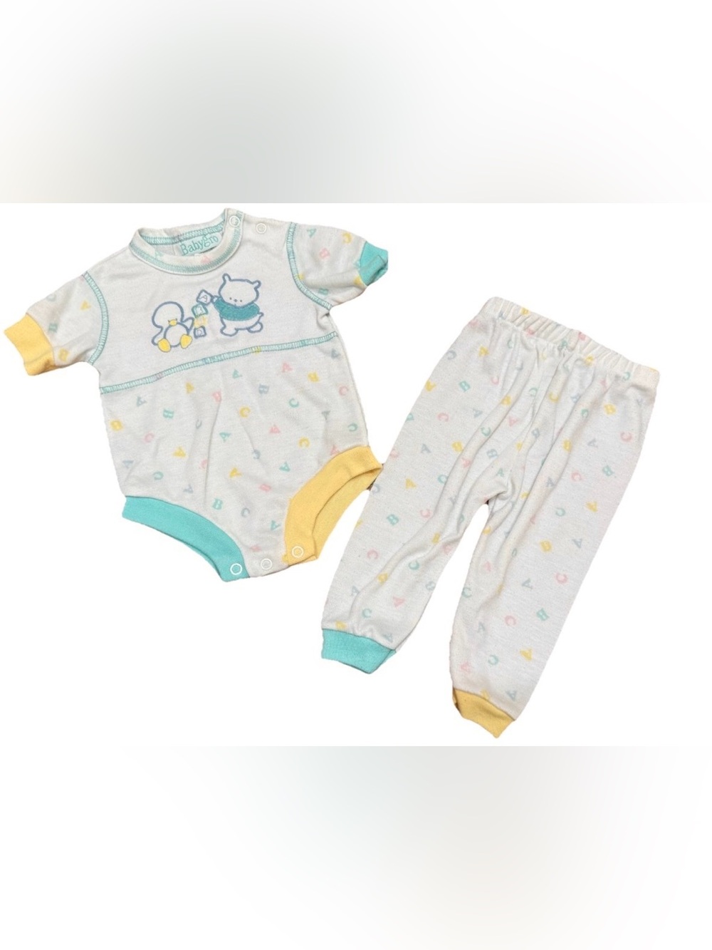 Vintage 80s 90s Baby Onesie & Pants Size Medium 6-9 months MADE IN USA